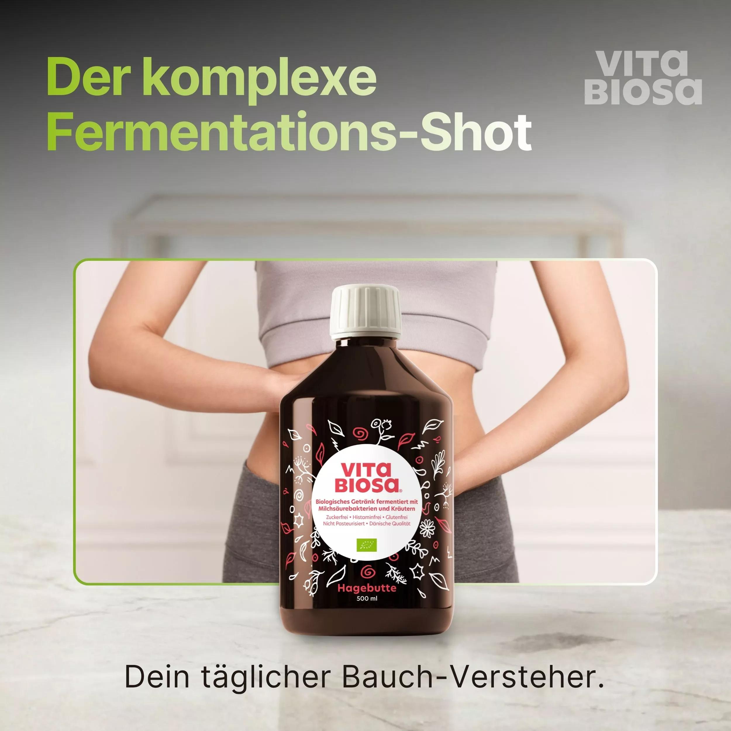 Vita-Biosa-Hagebutte_500ml_ Milchsaeurebakterien_kaufen_Bauch-Versteher, Fermentations-Shot, MHD drink, Hagebutte, Bio Getränk, Vita Biorsa bottle