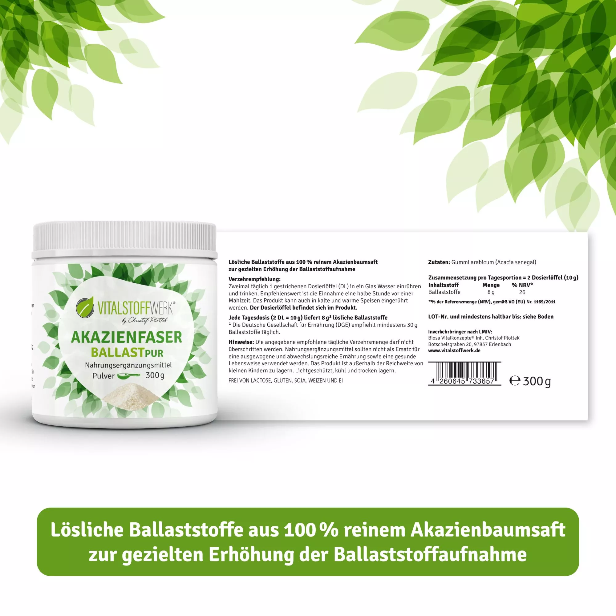Akazienfaser_Pulver_300g_Vitalstoffwerk_Etikett Akazienfaser_Pulver_300g_Vitalstoffwerk_Etikett