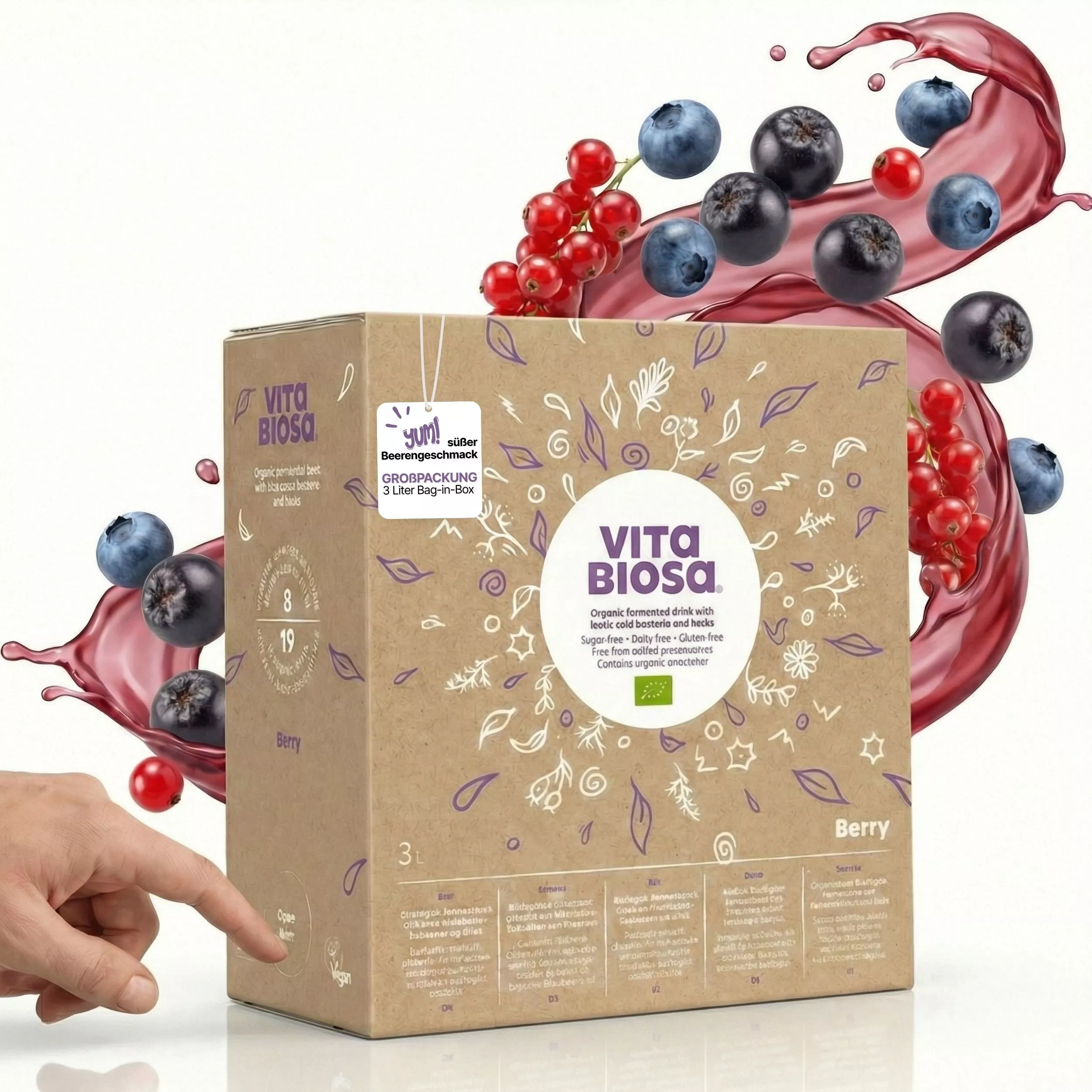 Vita_Biosa_Ingwer_mit_Vitamin-C_3L_Bag-in-Box_Milchsaeurebakterien_kaufen_Front, Beeren, Kartonpackung, 3L, Vita Bioca, Biologisch