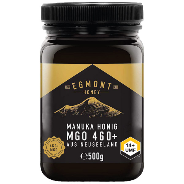 Egmont-manuka-honey-mgo460-500g_manuka_honig_front, Flasche, Kosmetik, Parfüm