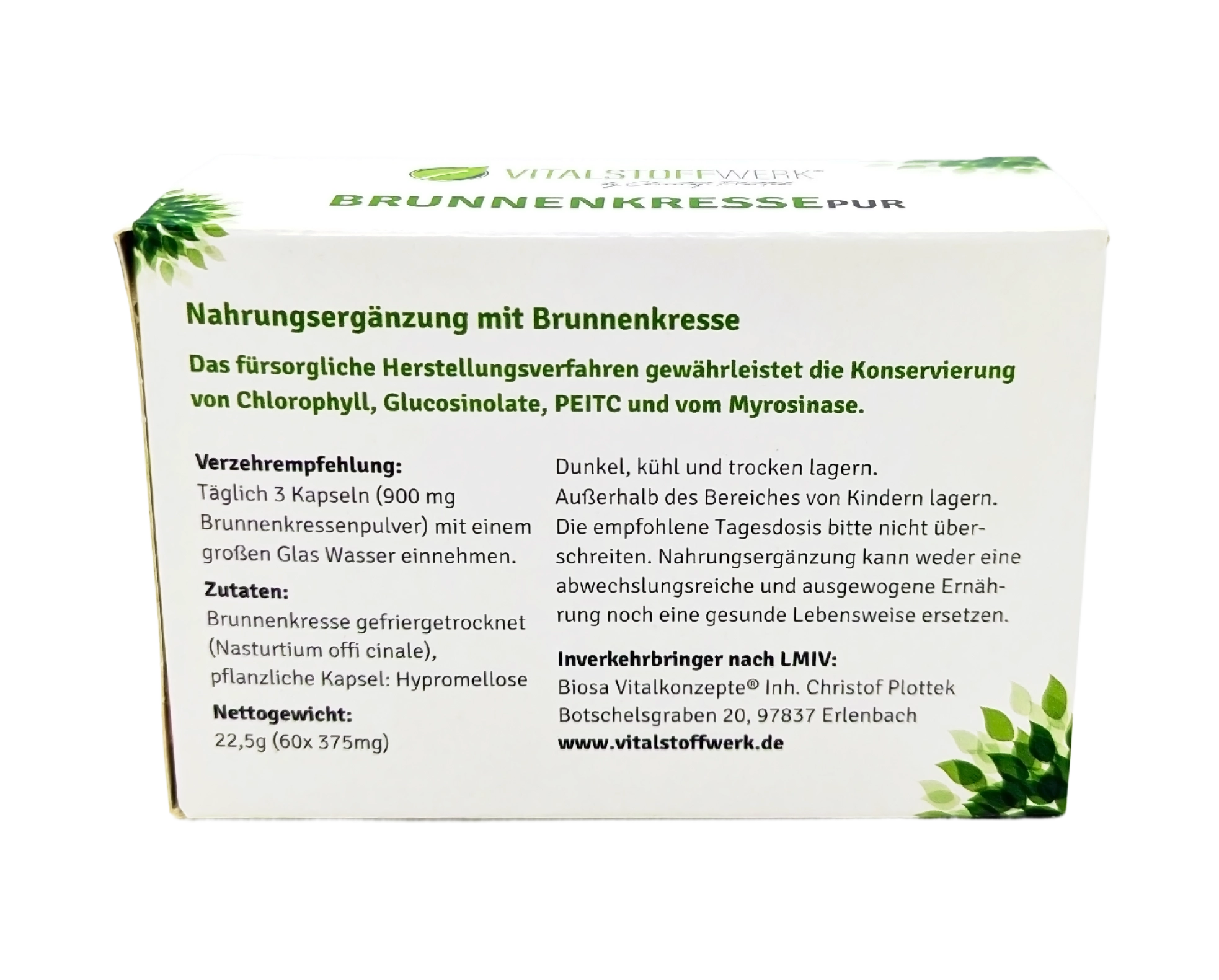Brunnenkresse_Kapseln_3+1_kaufen_Inhalt, Nahrungsergänzung, Brunnenkresse, Kapseln, Nahrungsergänzungsmittel, Glucosinolatreich, Nahrungsergänzung, Kapseln, Brunnenkresse, Pulver, Nettogewicht