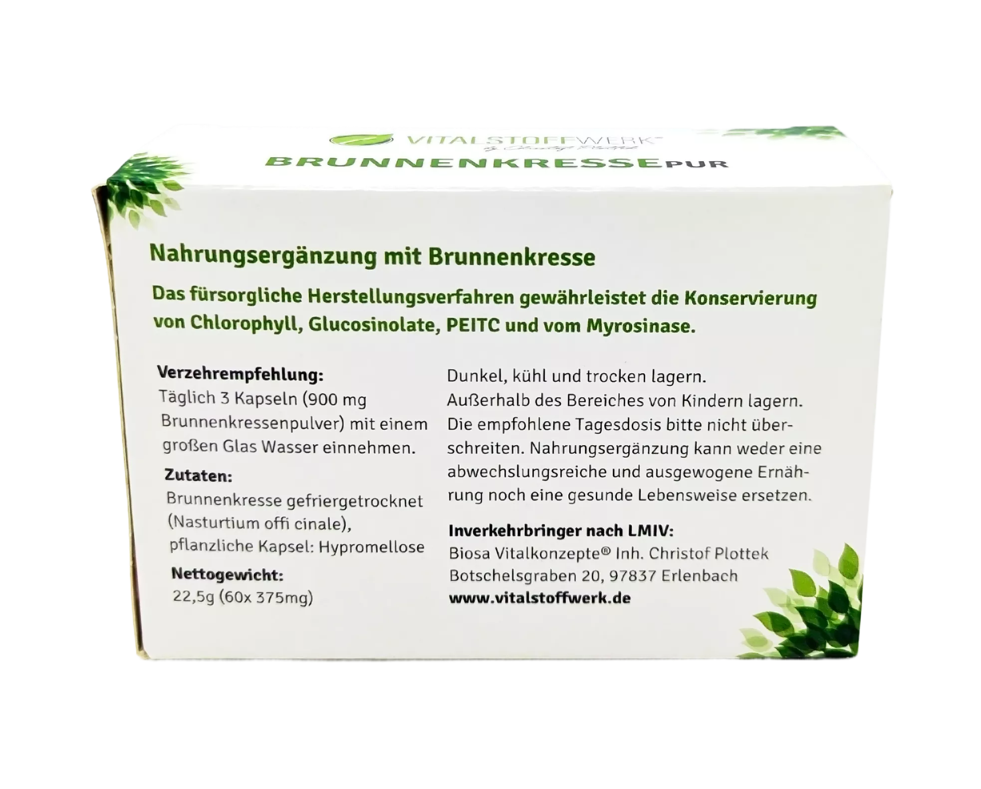 Brunnenkresse_Kapseln_3+1_kaufen_Inhalt, Nahrungsergänzung, Brunnenkresse, Kapseln, Nahrungsergänzungsmittel, Glucosinolatreich, Nahrungsergänzung, Kapseln, Brunnenkresse, Pulver, Nettogewicht