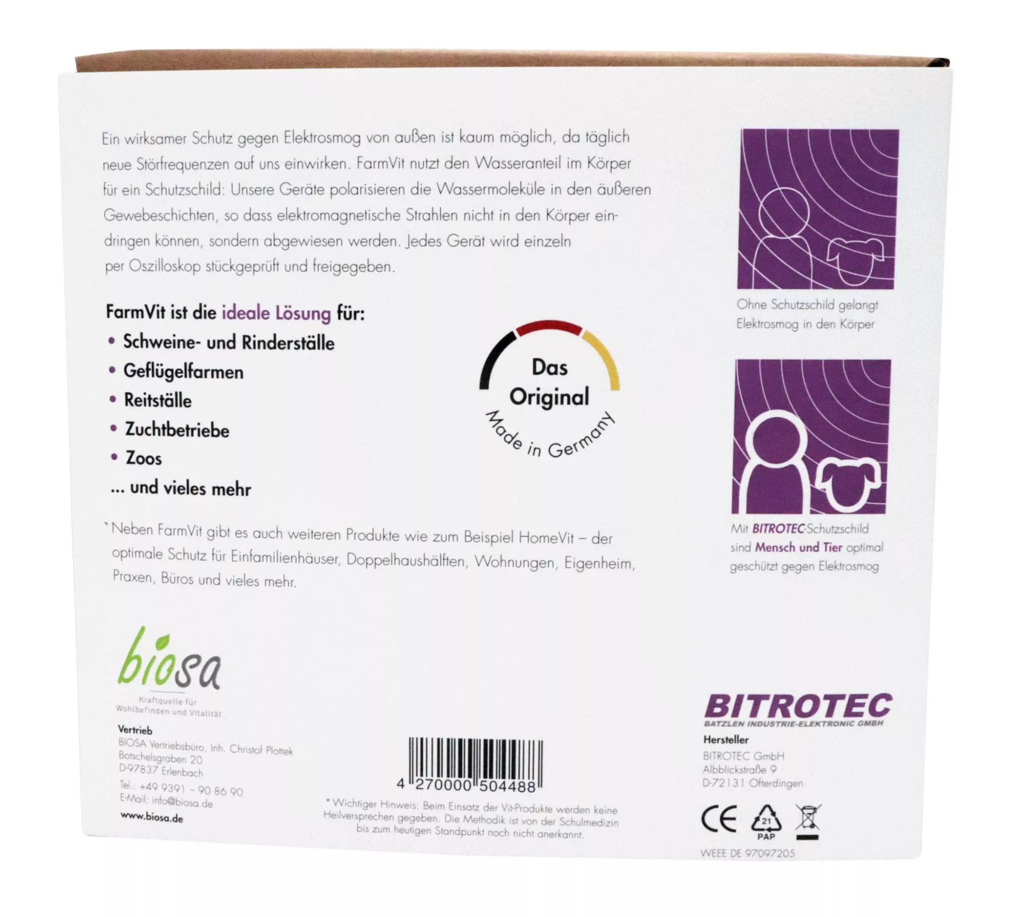 Bitrotec FarmVit-150 - E-Smog Schutz für die Stallung