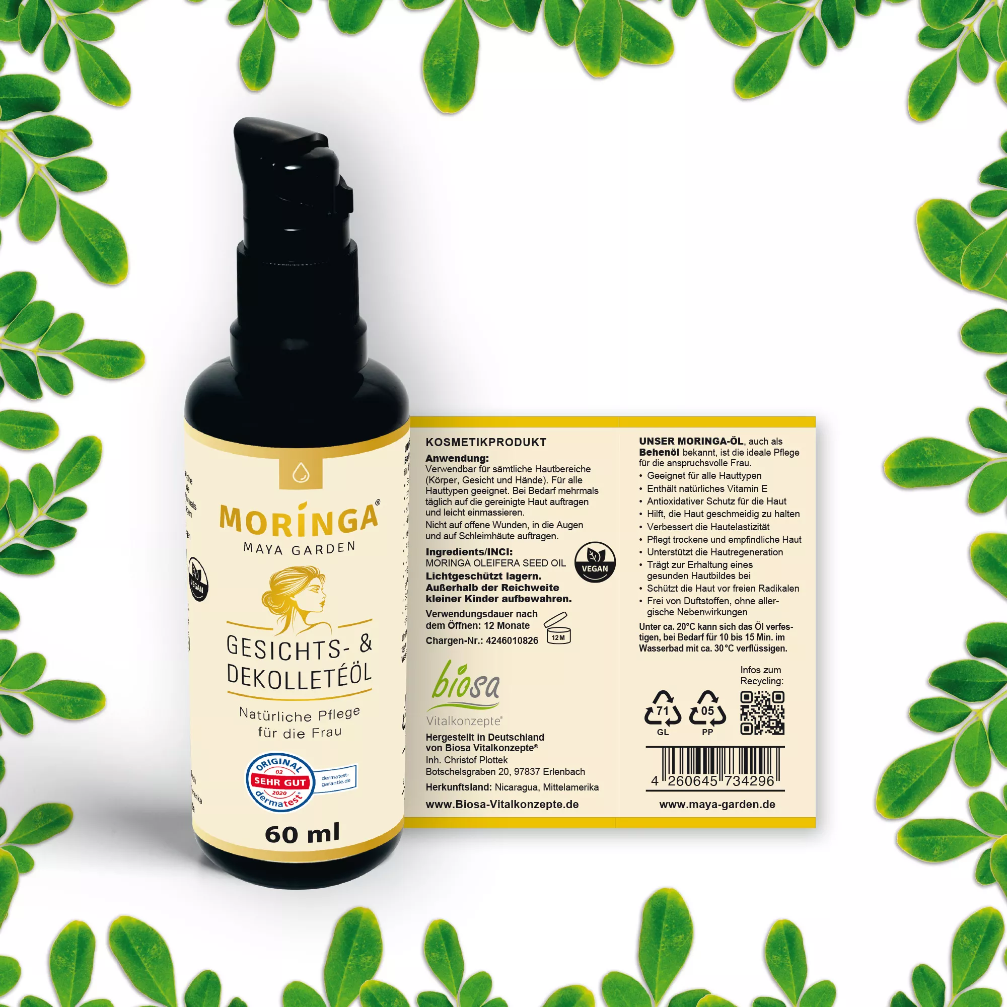 Moringa Gesichts- & Dekolleté Öl, 60ml Moringa Gesichts- & Dekolleté Öl, 60ml