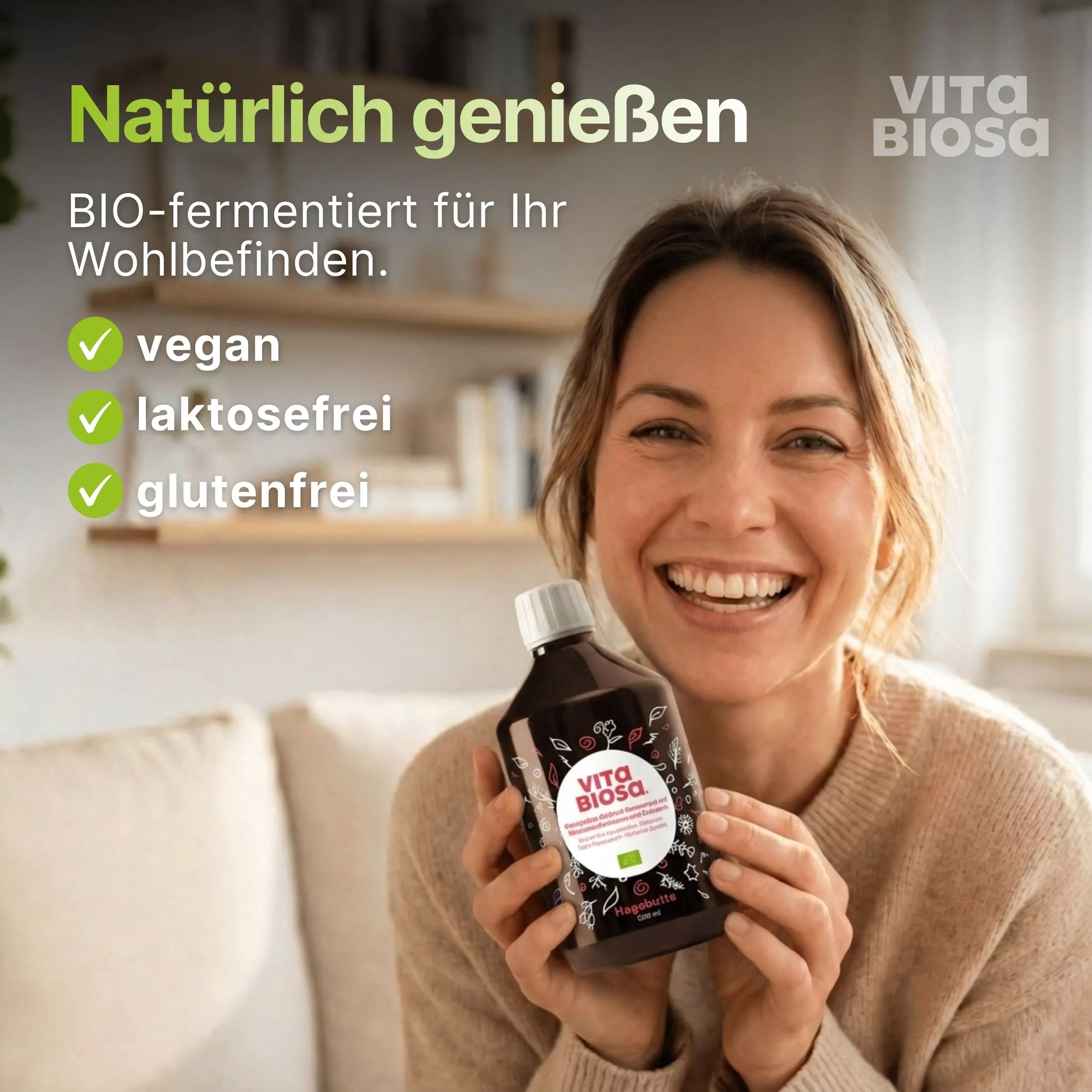 Vita-Biosa-Hagebutte_500ml_ Milchsaeurebakterien_kaufen_wohlbefinden, Bioferment, vegan, laktosefrei, glutenfrei, Flasche