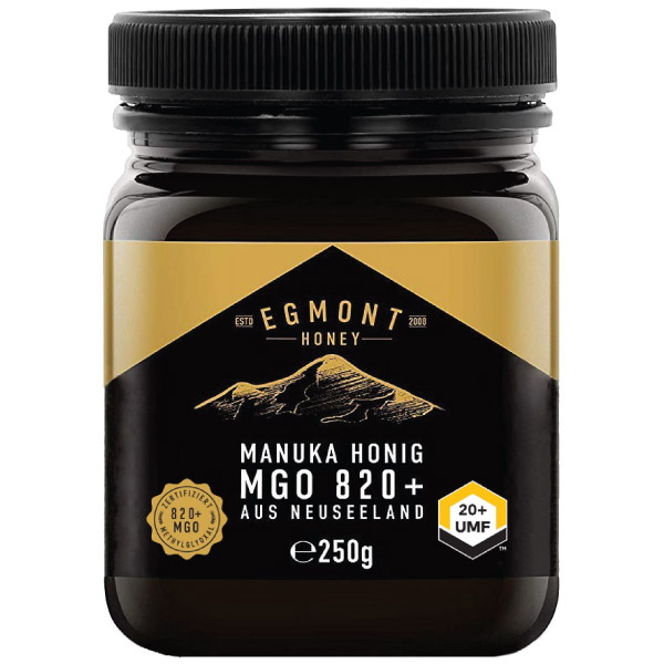 Egmont-manuka-honey-mgo820-250g_manuka_honig_front, Flasche