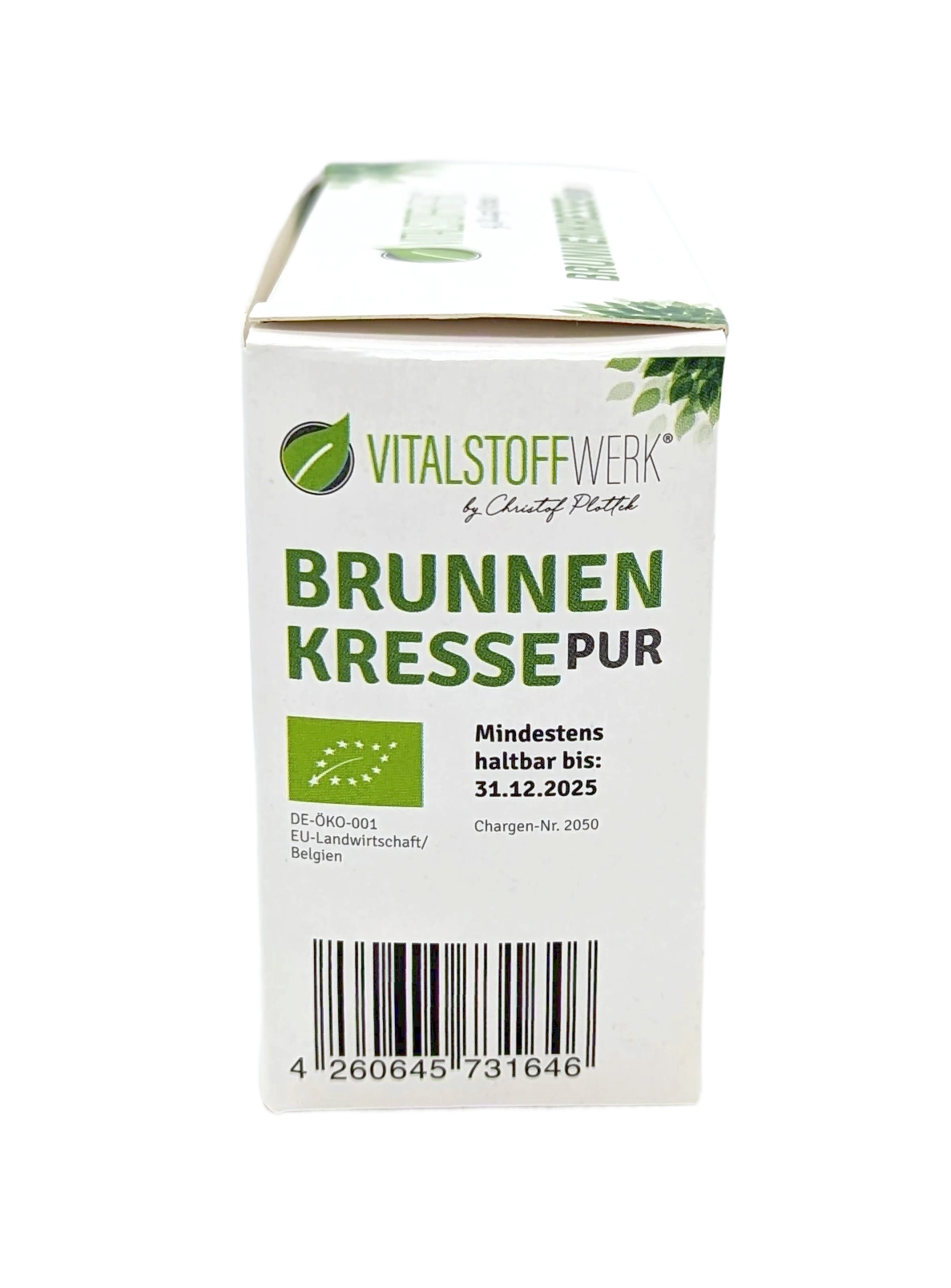 Brunnenkresse-Kapseln-kaufen-Bio-Logo, Kräutertee, Kastenbox, EU-BIO, Barcode, Kreuzer Pur