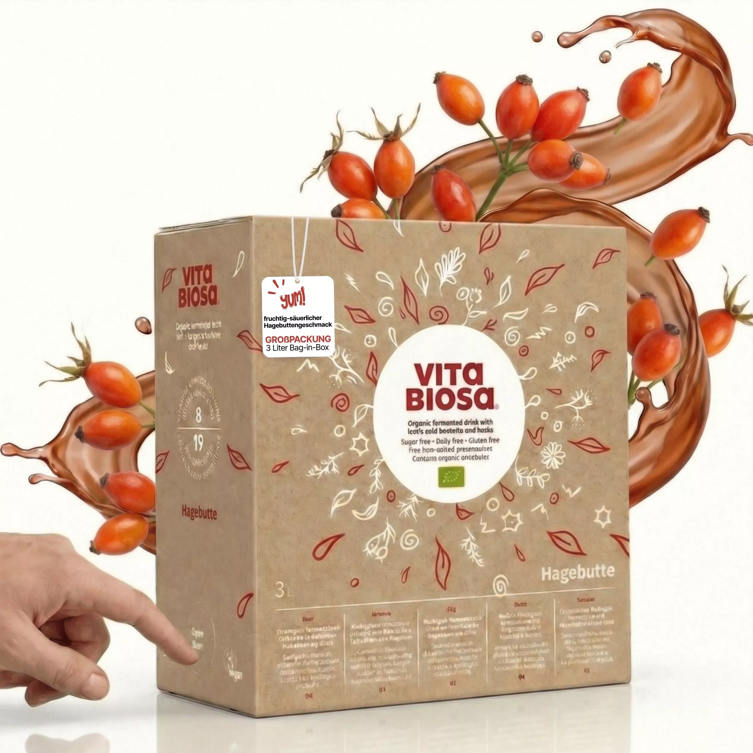 Vita_Biosa_Hagebutte_3L_Bag-in-Box_Milchsaeurebakterien_kaufen_front, Hagebutte, Getränk, Box, 3L, Bio