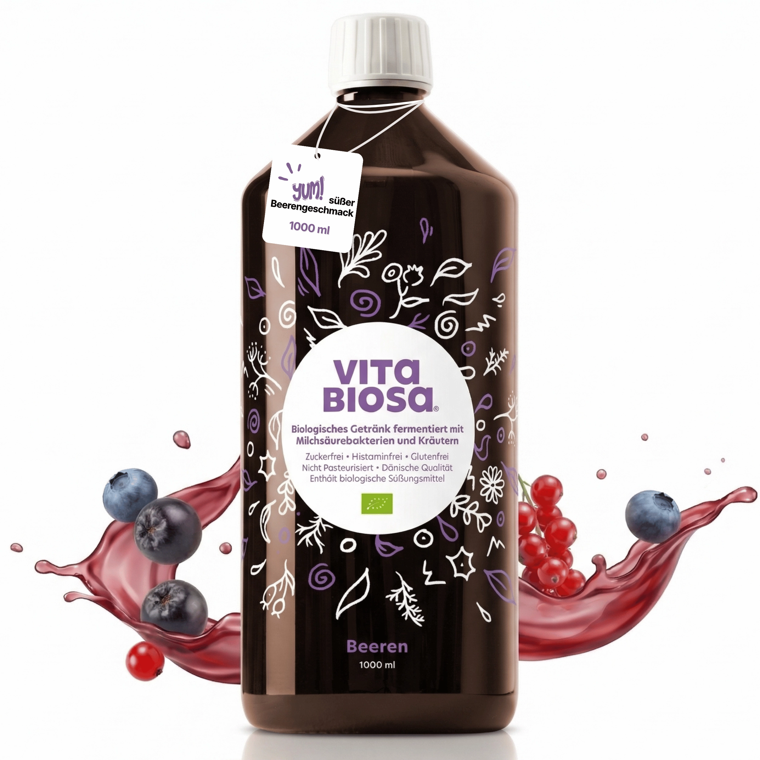 Vita_Biosa_Beeren_1L_Bag-in-Box_Milchsaeurebakterien_kaufen_front, Beeren, Säfte, Flasche 1000 ml, Bio Getränk, Beerengetränk