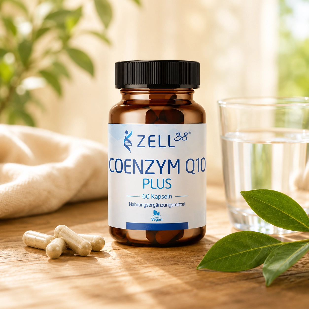 Kapseln, Coenzym Q10, Plus, Nahrungsergänzungsmittel, Vegan