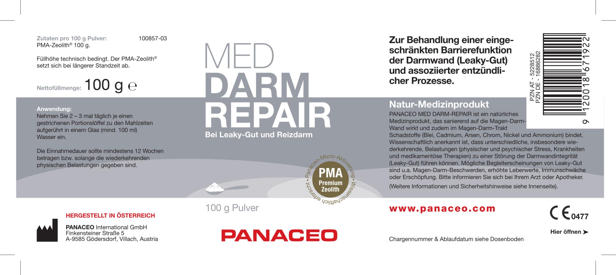 Zeolith_Pulver_Kaufen_Panaceo_MED_Darm_Repair_Pulver_100g_Etikett_Seite1