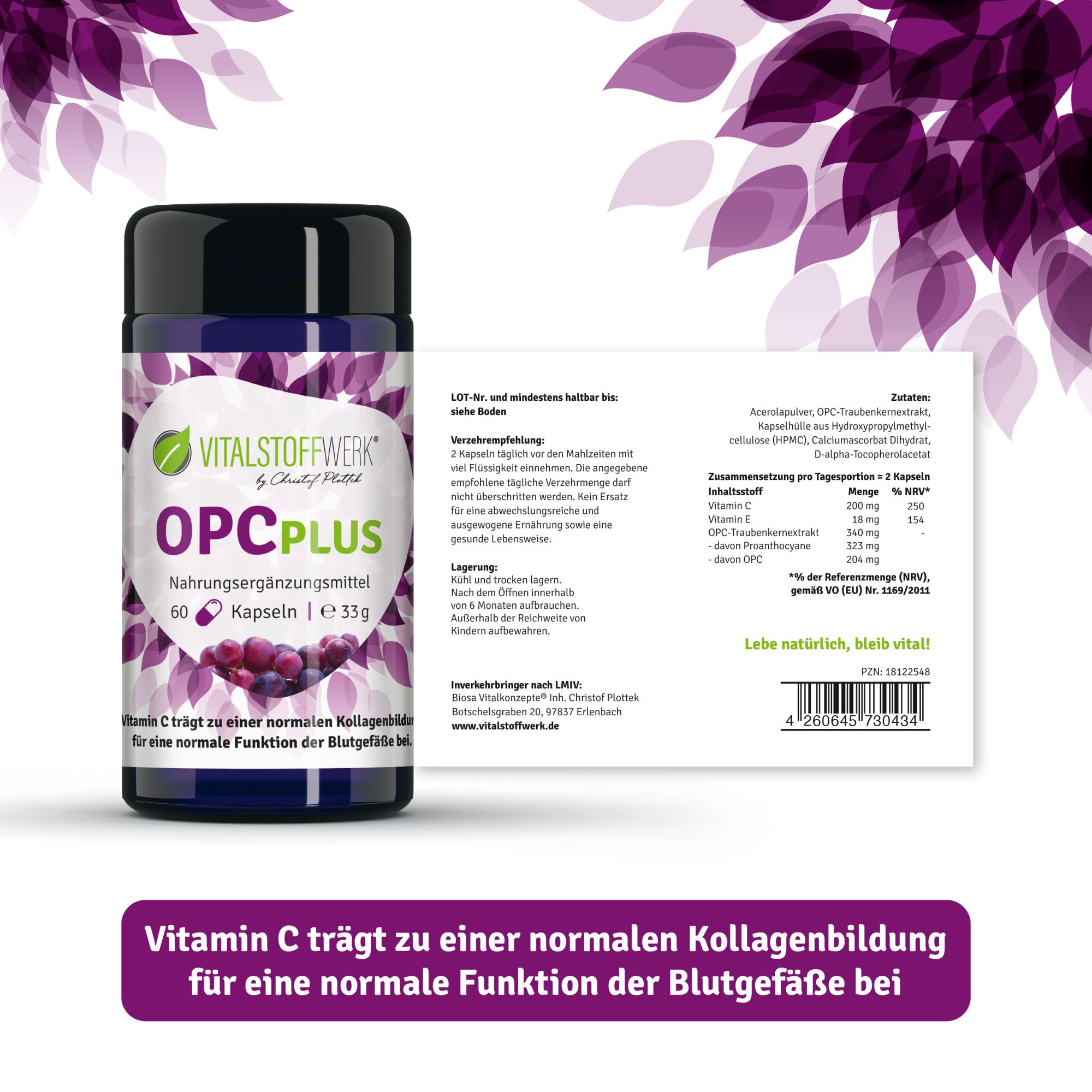 OPC-Kapseln_kaufen_Etikett, Kräuter, Pflanze, Werbung, Plakat