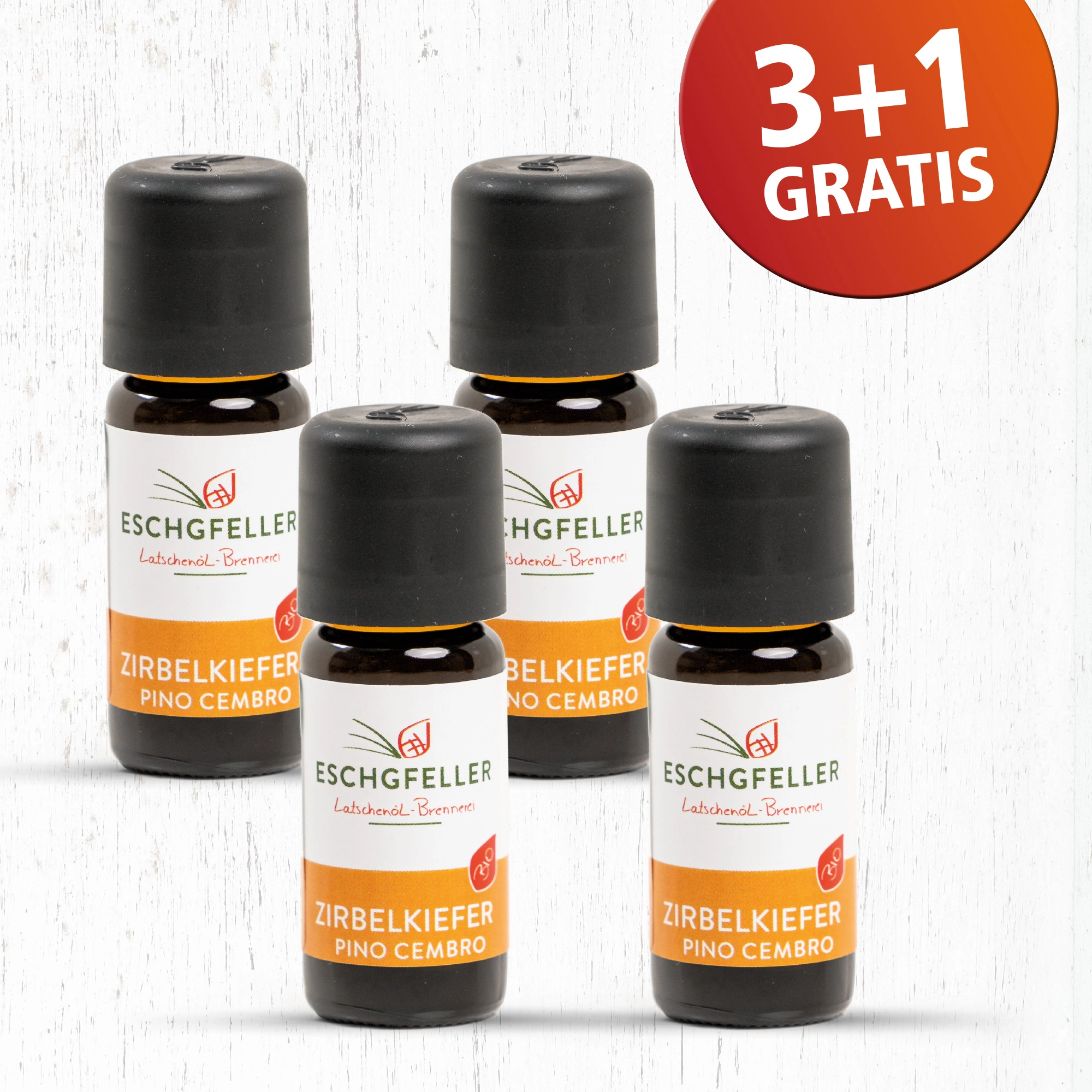 Zirbelkiefer, Pino Cembro, ätherisches Öl, Fläschchen, 4er Set