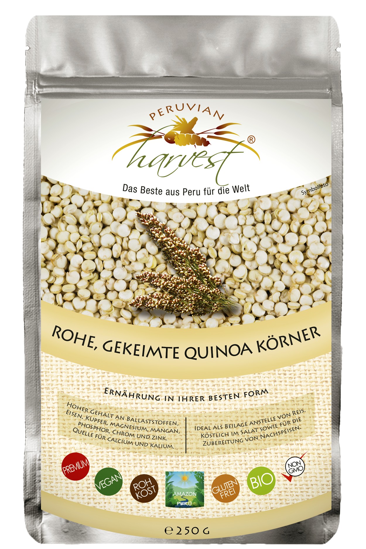 Quinoa Körner 250g roh & gekeimt, bio