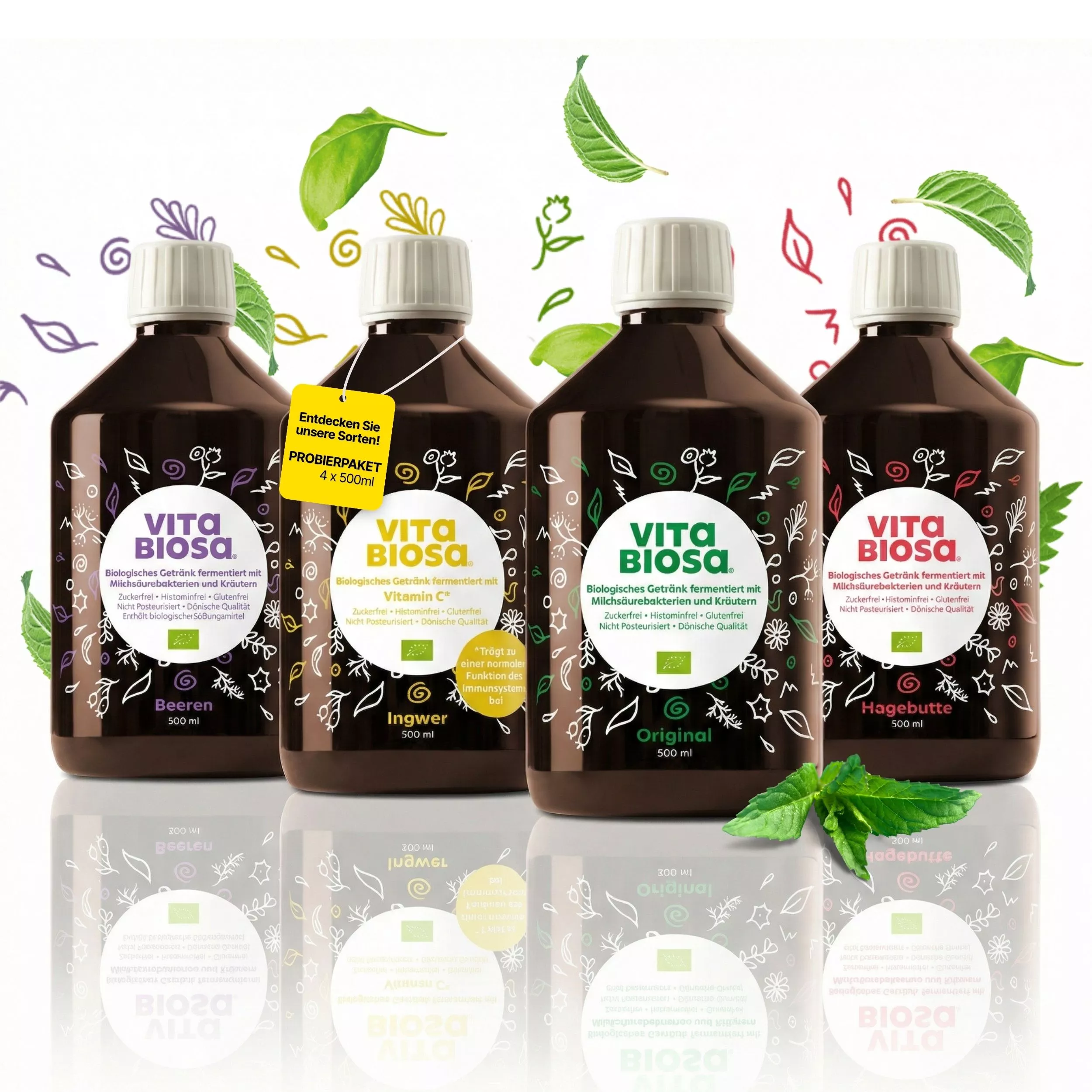 Produkt-Bundle-Vita-Biosa-kennenlern-paket-Milchsaeurebakterien-kaufen-alle-4-Sorten-500ml-front Produkt-Bundle-Vita-Biosa-kennenlern-paket-Milchsaeurebakterien-kaufen-alle-4-Sorten-500ml-front, Bio-Kohlensäure, Vitabiosa, Saftgetränk, Beeren, Ingwer