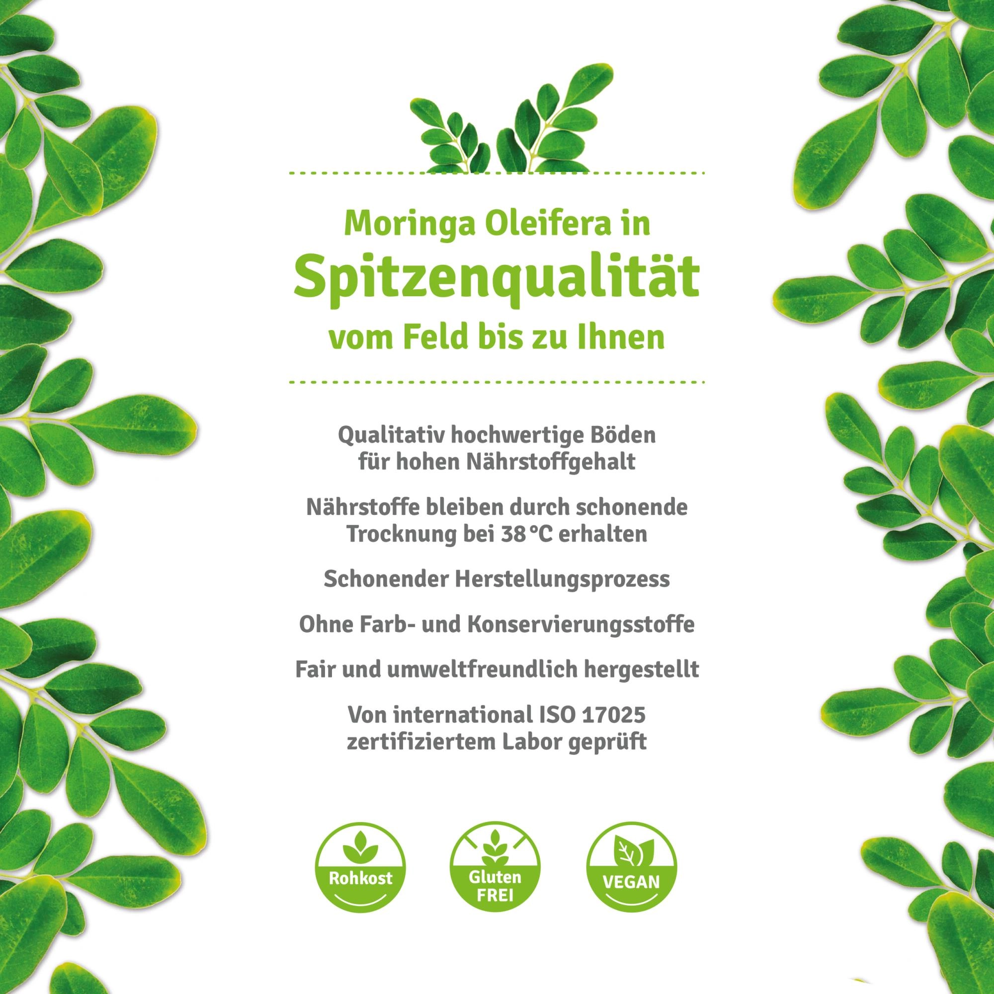 Moringa, Oleifera, Spitzenqualität, Nährstoffgehalt, Nährstoffe, Moringa, Olifera, Spitzenqualität, Nährstoffe, Bio