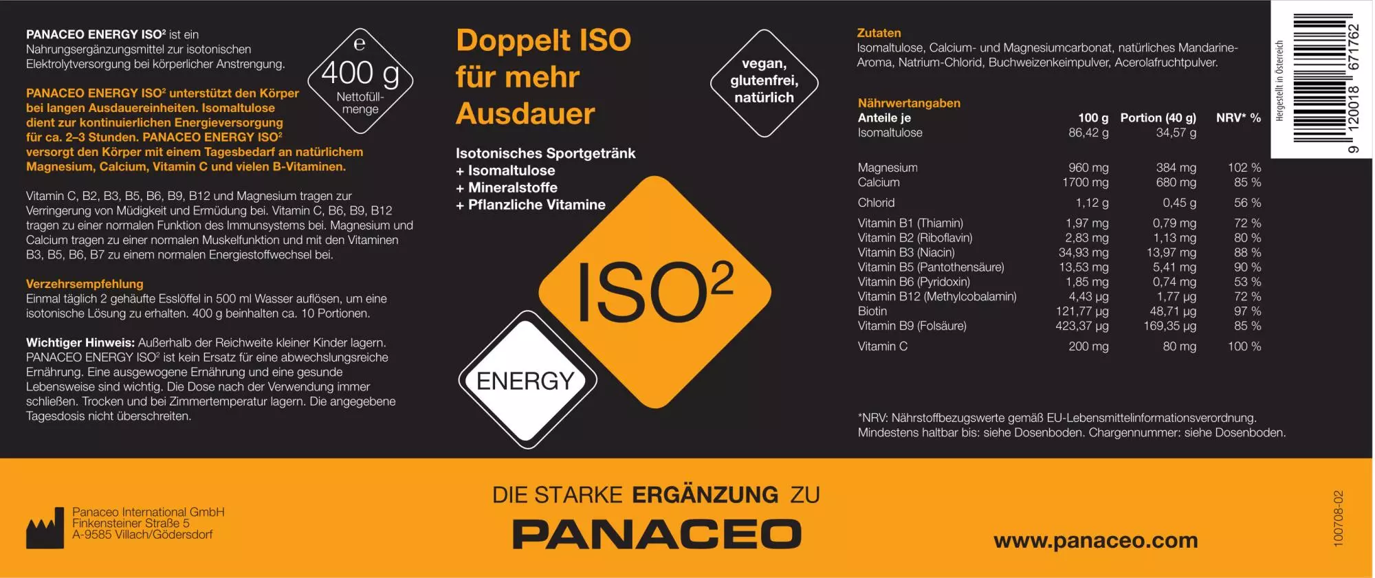Panaceo_Energy_ISO2_Pulver_400g_kaufen_Etikett