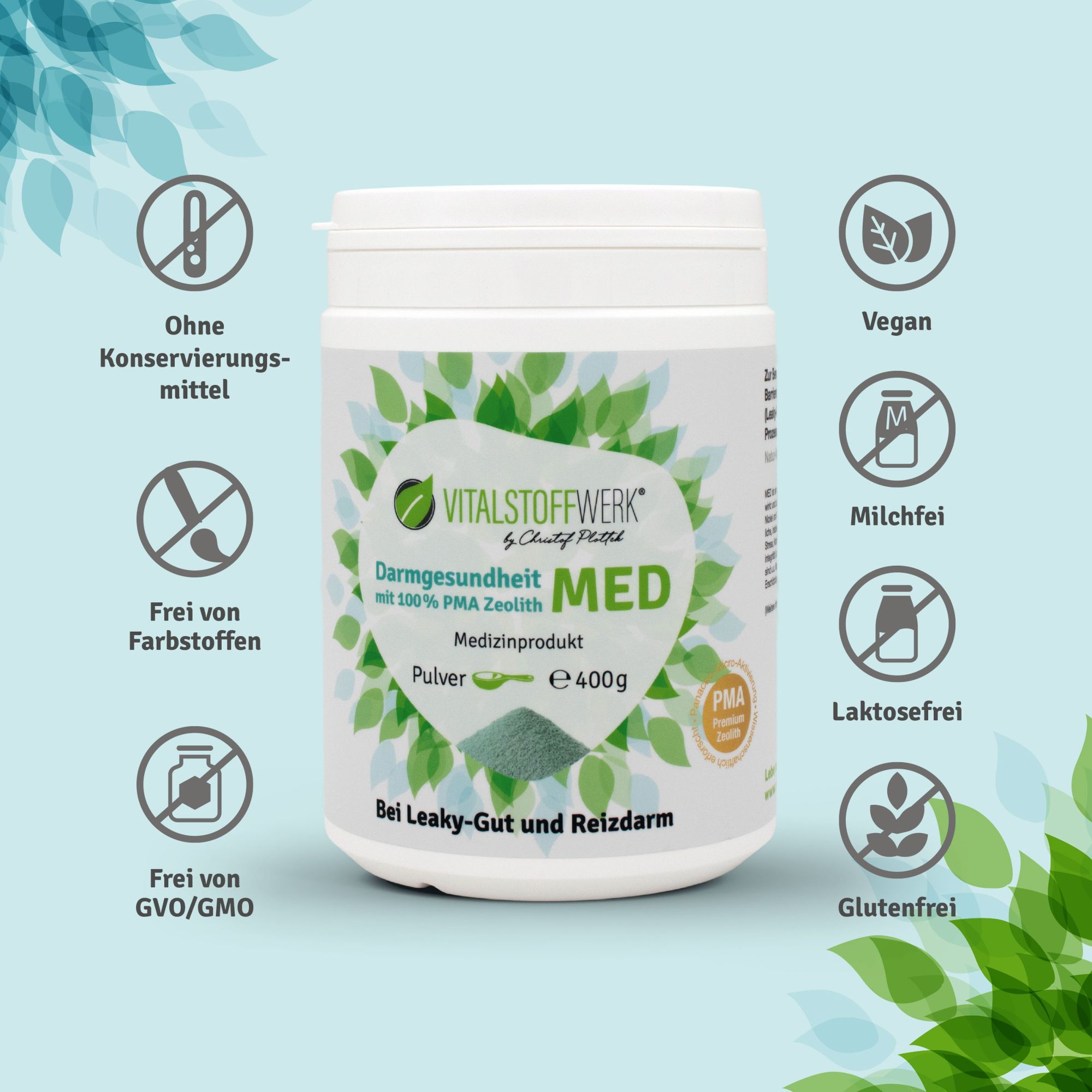Zeolith_Pulver_kaufen_Darmgesundheit_Vitalstoffwerk_MED_400g_Vorteile, Kräuterig, Kräuter, Pflanze