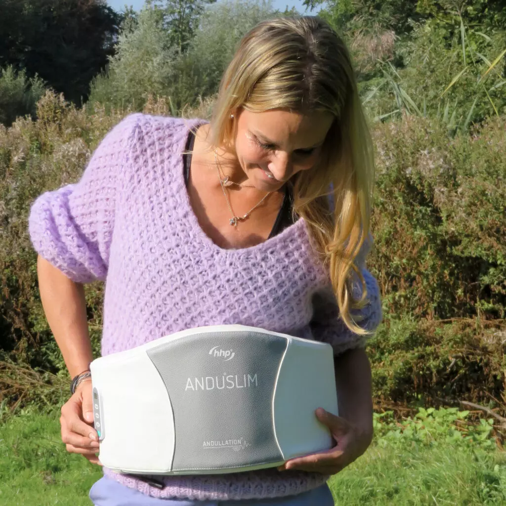 Anduslim_Andullation_Schmerztherapie_Bauchgurt_Massage_Anwendung, Gurt, Lumbalgürtel, Medizinisches Gerät, Tragbares Massagegerät, Verstellbarer Gürtel