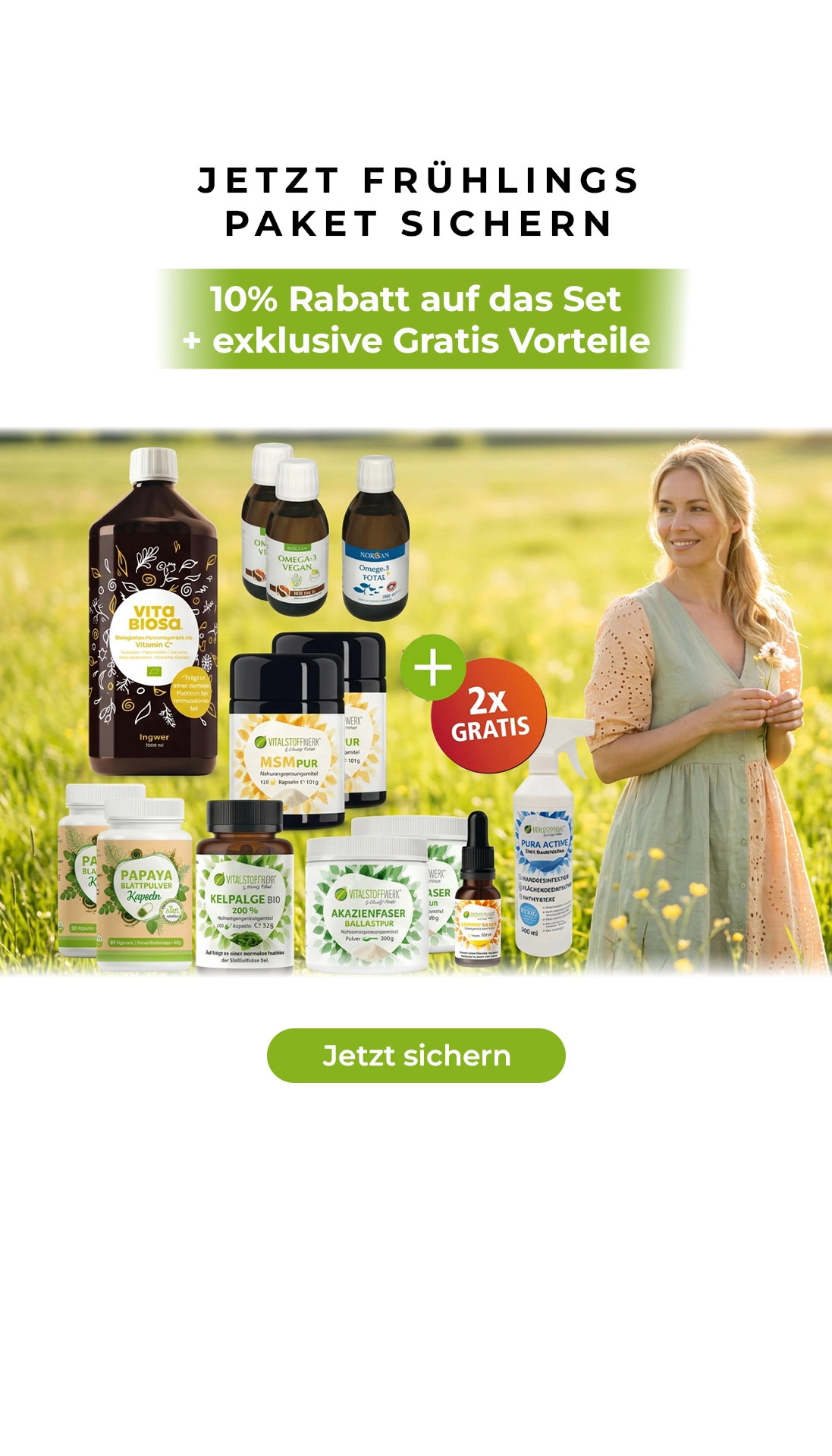 Vitalstoffe, Nahrungsergänzung, Vitaminien, Kapseln, Flüssigprodukt