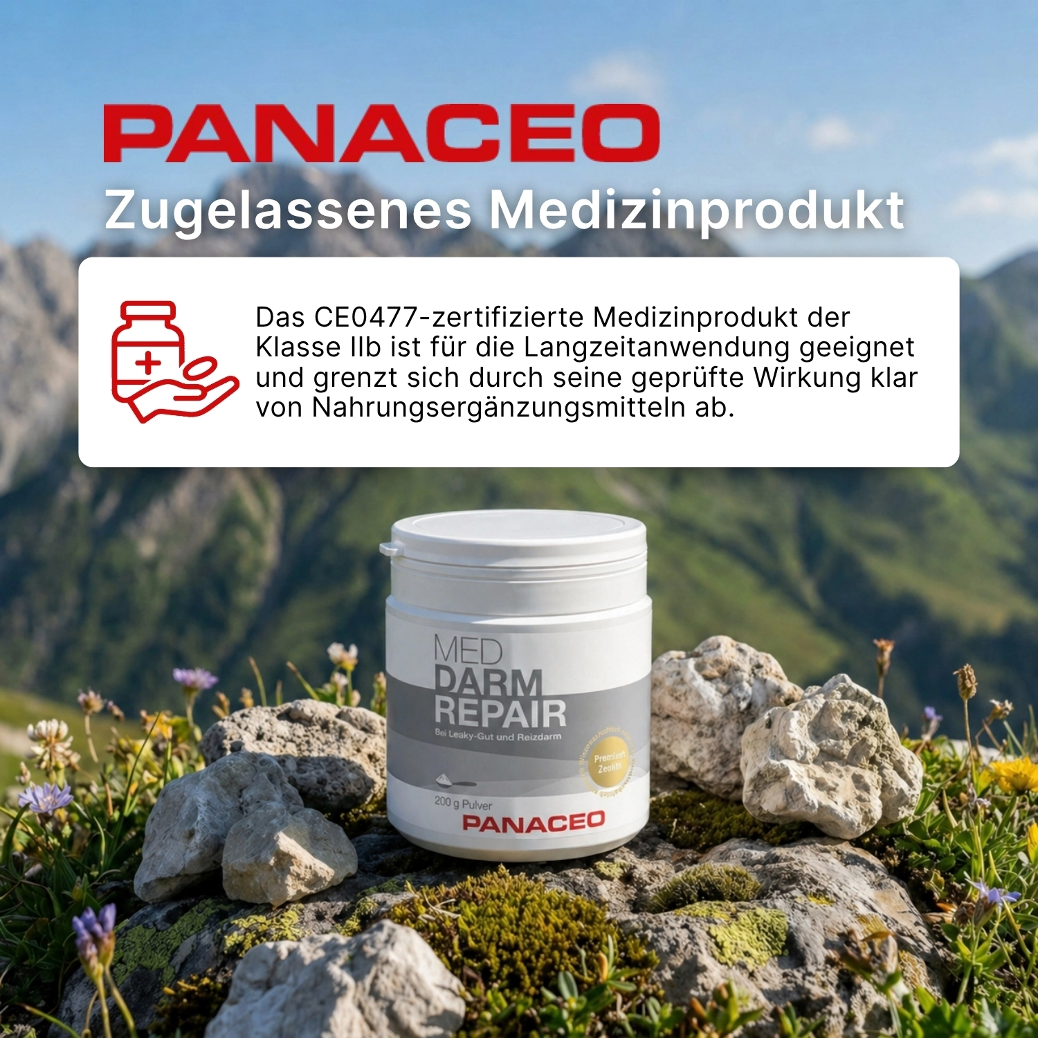 eolith_Pulver_Kaufen_Panaceo_MED_Darm_Repair_Pulver_200g_medizinprodukt, Medizinprodukt, Pulver, Darmreparatur, Panaceo, Langzeitanwendung