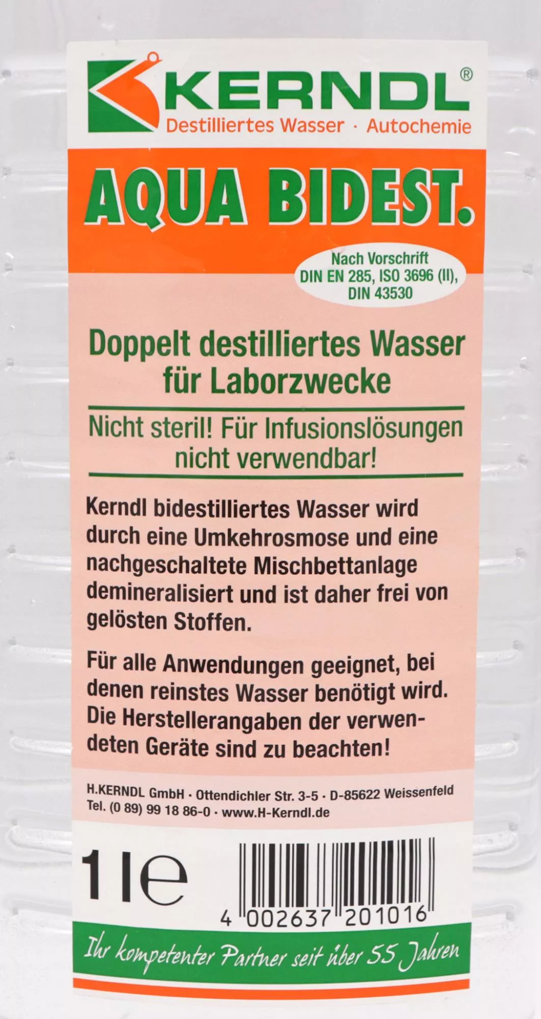 Doppelt destilliertes Laborwasser, 1L