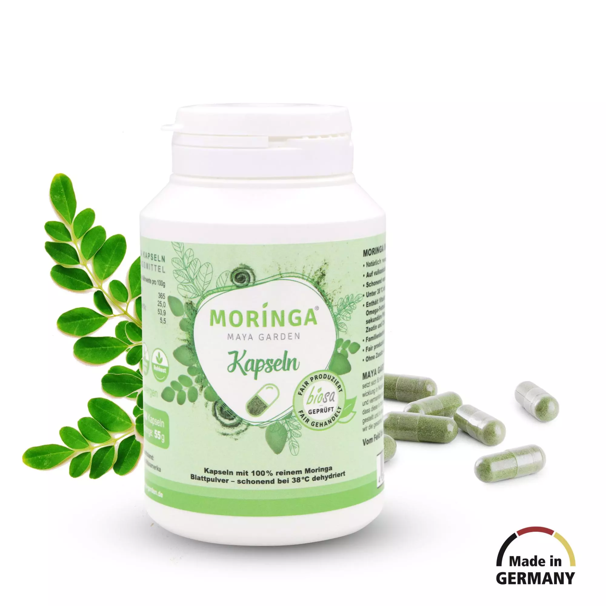 Moringa_Kapseln_kaufen_140St_Moringa_Maya_Garden_front