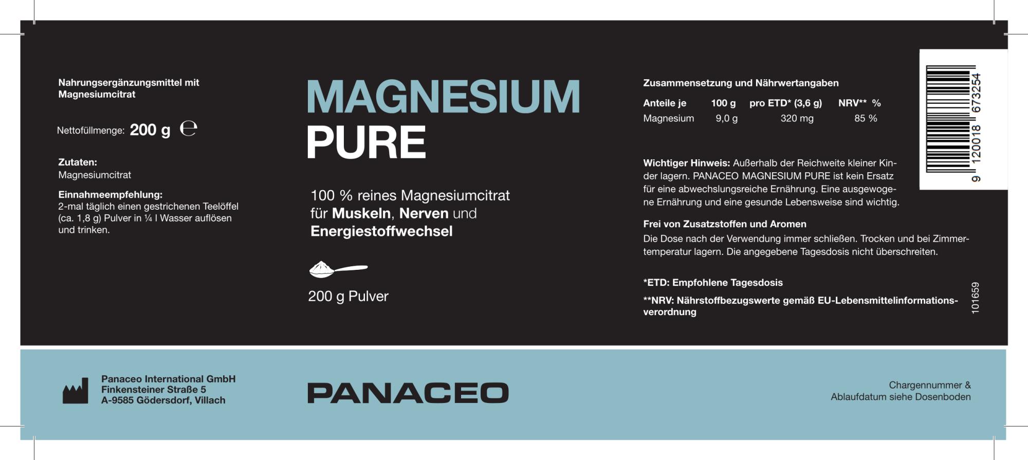 Magnesium Pure Pulver 200g - 100 % reines Magnesiumcitrat