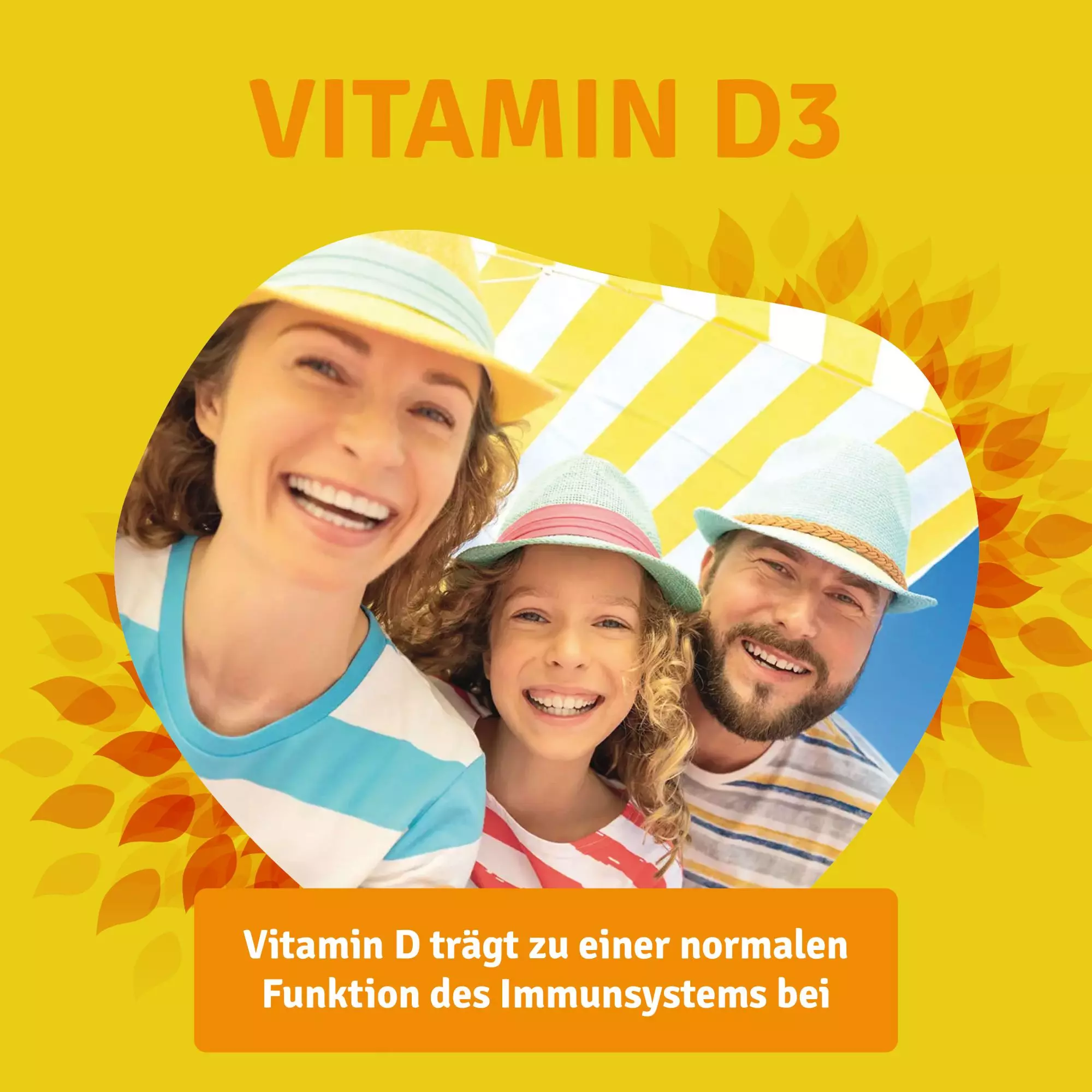 Vitamin-D3_Tropfen_15ml_Familie, Werbung, Plakat, Hut, Mütze, Portrait