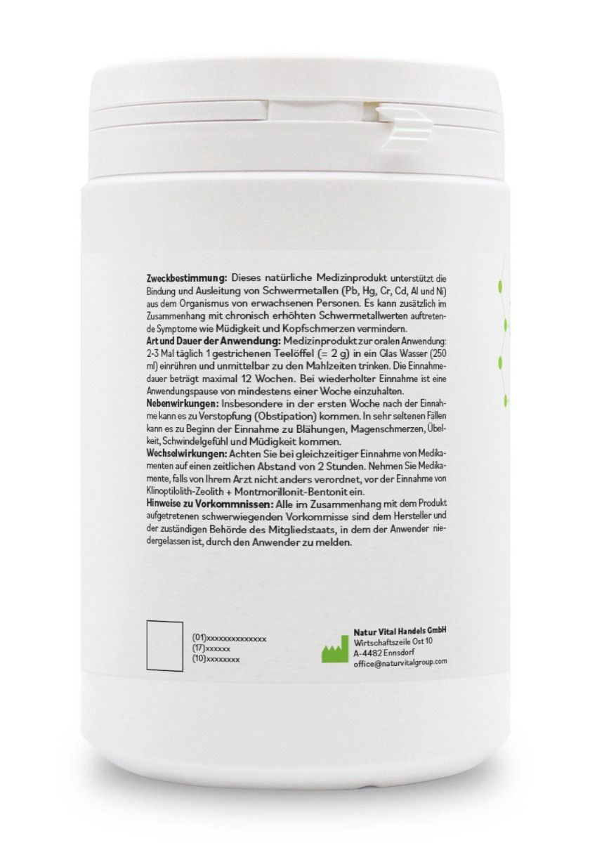 ZeoBentMED® Detox-Pulver, Zeolith + Bentonit, 650g