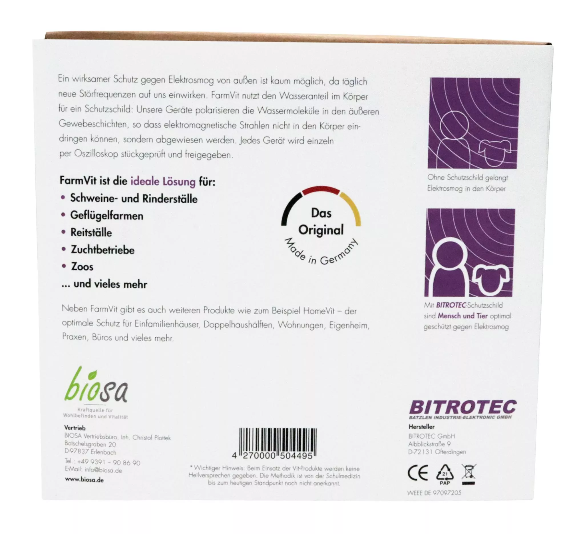 Bitrotec FarmVit-50 - E-Smog Schutz für die Stallung Bitrotec FarmVit-50 - E-Smog Schutz für die Stallung
