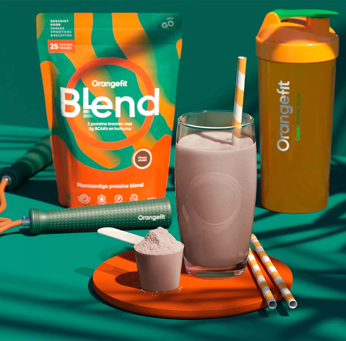 Orangefit Blend Protein Shake Schoko Geschmack mit Shaker Orangefit Blend Protein Shake Schoko Geschmack mit Shaker