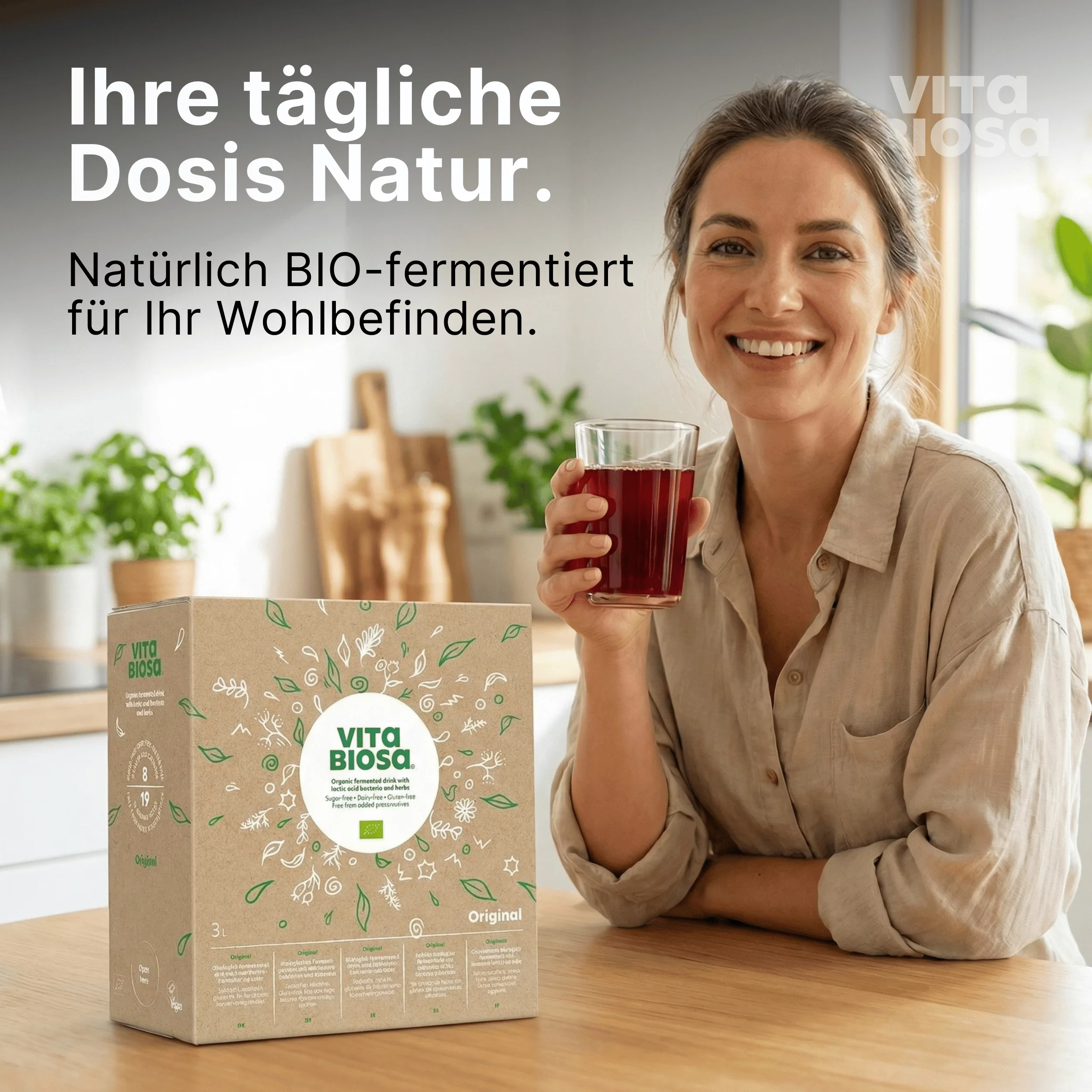 Vita Biosa Original 3L Bag-in-Box Milchsaeurebakterien kaufen trinken, bio-fermentiert, getränk, box, glas, naturprodukt