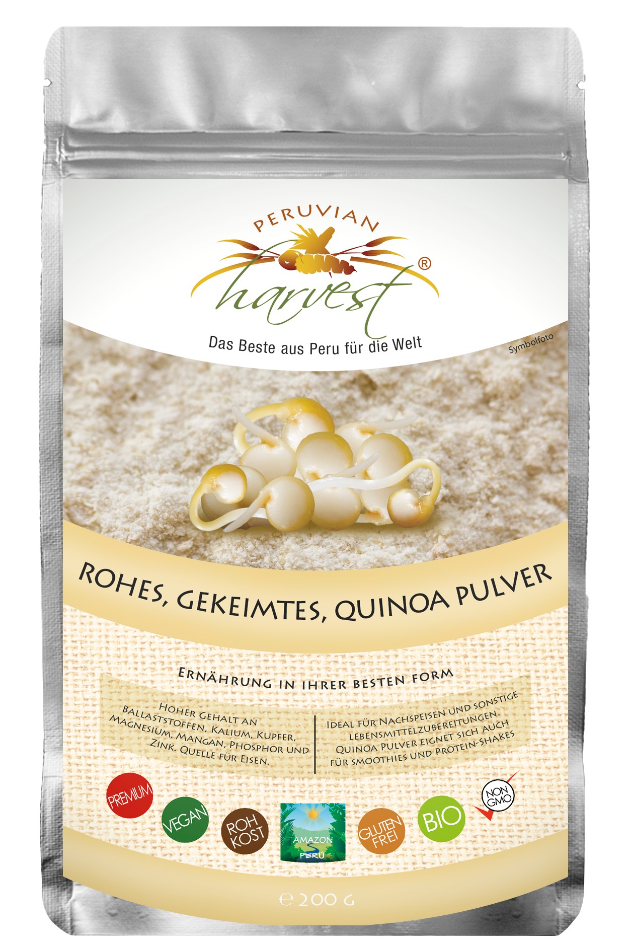 Quinoa Pulver 250g roh & gekeimt, bio