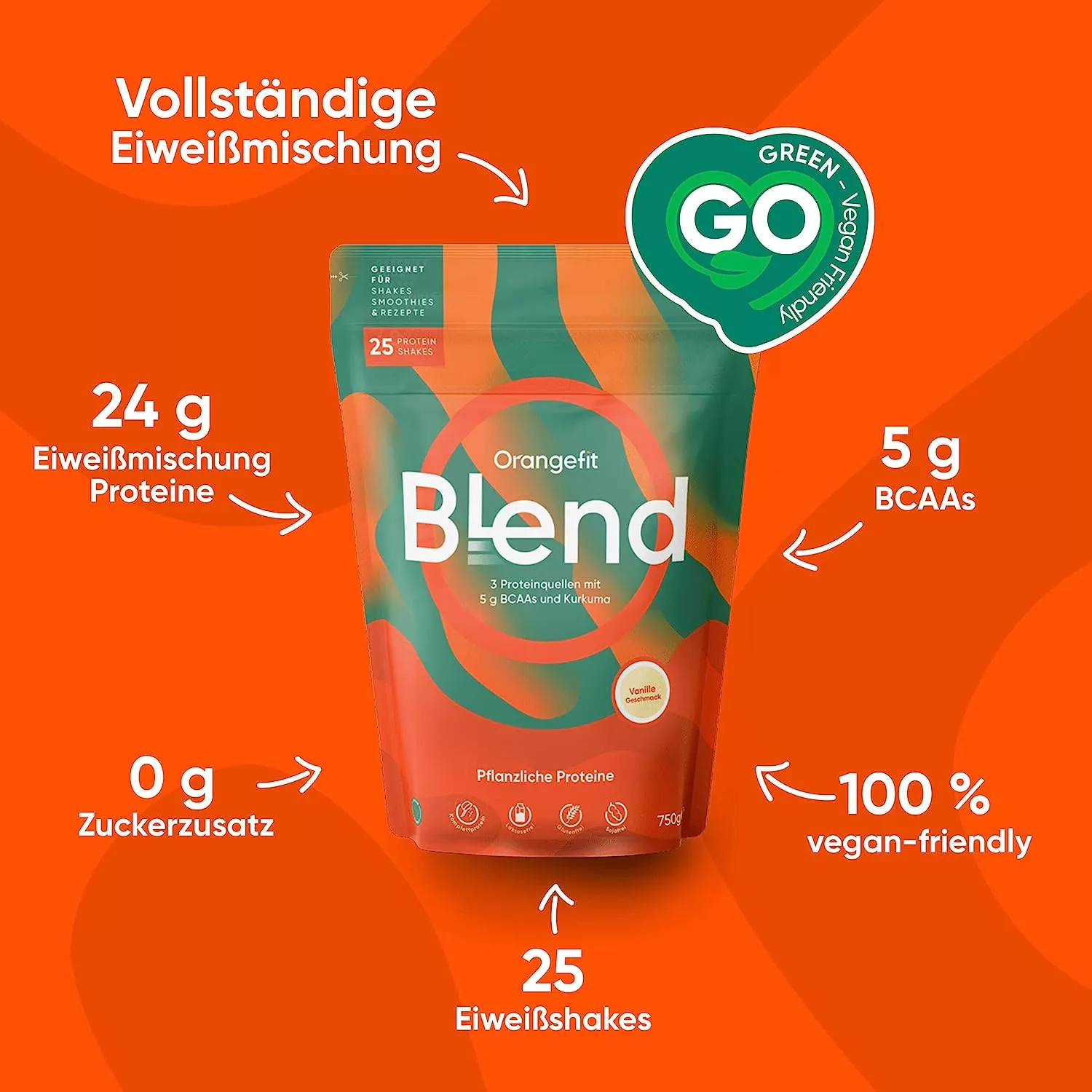 Orangefit Blend Protein Shake Vanille Geschmack Inhalt